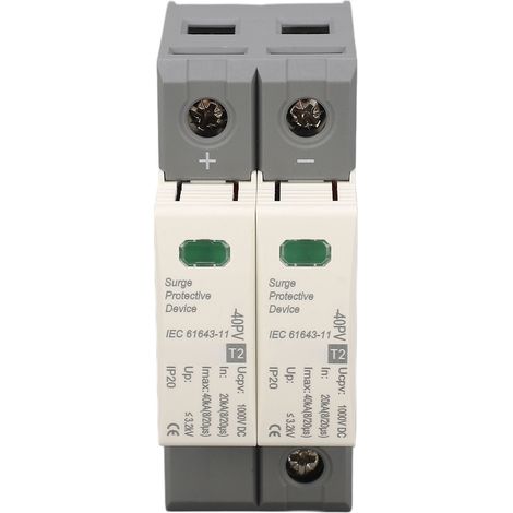 Parafoudre DC photovoltaïque CHLT-40PV 1000VDC 2P, protection contre surtensions 20-40KA, dispositif de sécurité pour installations solaires. (1/5)