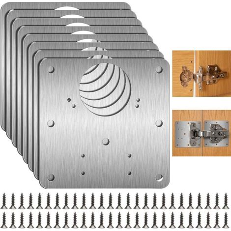 Piastra di riparazione per cerniere di ante in 4 pezzi, piastra di riparazione per cerniere di ante di armadi con 48 viti, piastra di riparazione per cerniere di ante di armadi, legno, mobili