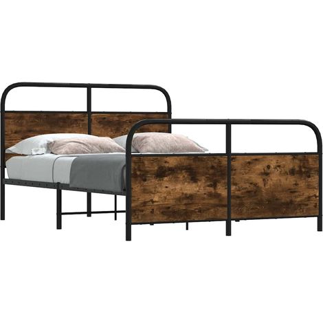 Bettgestell ohne Matratze 120x200 cm Räuchereiche Holzwerkstoff