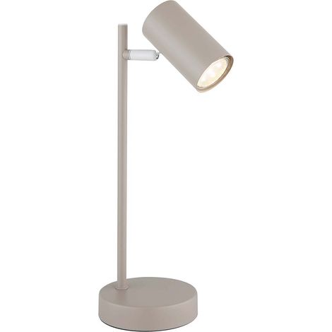 Lampe de table, lampe d'appoint, interrupteur, lampe de lecture, métal couleur sable, pivotante, H35cm (1/5)