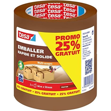 TESA 582140000000 JUEGO DE 2 RODILLOS DE EMPAQUE 66 MX 50 MM 25% GRATIS MARRON