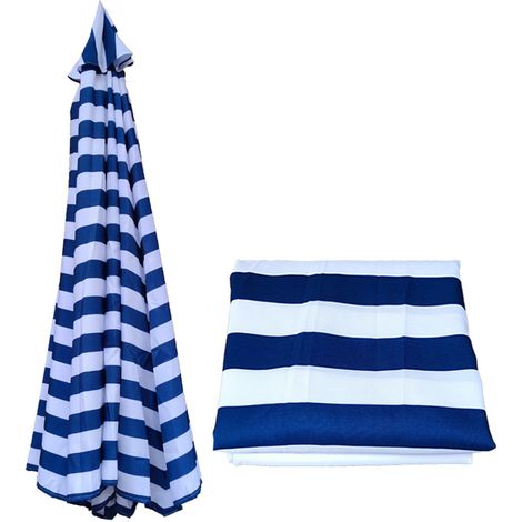 Toldo de repuesto para sombrillas de exterior, impermeable y resistente a los rayos UV, azul y blanco, 200 cm de diámetro, 8 varillas. (1/5)