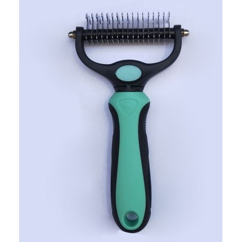 Brosse Chien Brosse Chat, Peigne Déméloir Chien Professionnel et Brosse Chien Poil Long, Râteau de Toilettage pour Chien et Chat enlever le Sous-poil des Animaux de Compagnie(vert) (1/5)