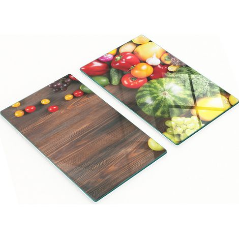 Tablas de cortar decorativas de vidrio templado para frutas y verduras, 2 x 30 x 52 cm.