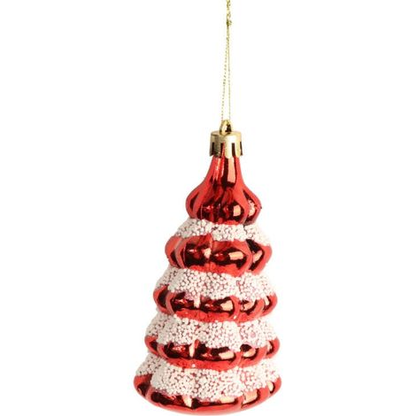 Set di 3 palline di Natale rosse con glitter per albero di Natale (1/3)