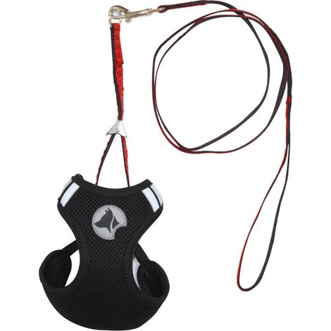 Parure Guinzaglio e pettorina Mesh Hiking per cani: Nero S