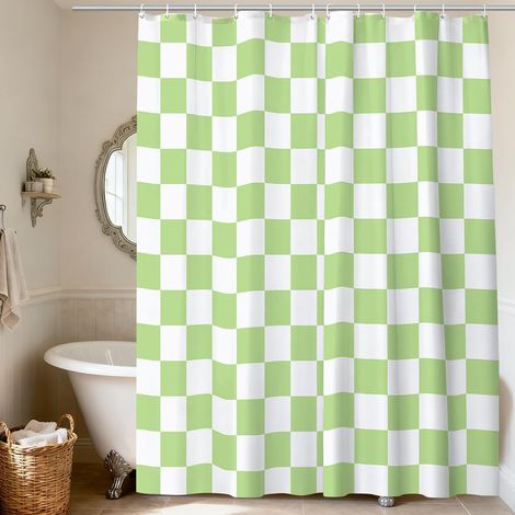 Rideau de Douche, Rideaux de Douche Tissu Imperméable Anti Moisissure avec 12 Crochets, Rideau Baignoire, Lavable en Machine, 180x180cm(Vert) (1/5)