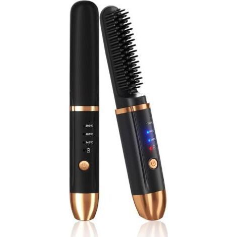 Brosse Lissante pour Cheveux sans Fil, Brosse Lissante Chauffante, Ionique Négatifs Brosse Lissante, Peigne Lissant Rechargeable, Mini Brosse à Lisser Sans Fil, Brosse Lissante Portable pour Voyage