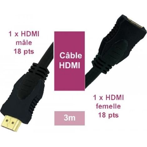 Cable HDMI - LINEAL XVHD51E - 3 m - Macho/Hembra - Alta Velocidad con Ethernet v1.4