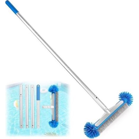 Brosse Piscine Ronde, Tête de Brosse de Piscine avec Perche Amovible, Balai Piscine avec Les Poils Hémisphériques, Brosses à Récurer pour Mur et Carrelage, Brosses pour Salles de Bains (1/4)