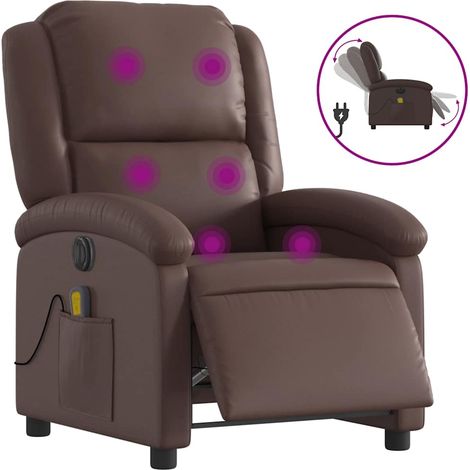 Maison Exclusive - Massagesessel Elektrisch Braun Kunstleder