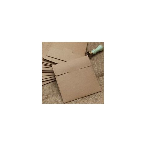 enveloppes (10 pièces) papier kraft ancien/sans fenêtre - CD-130 x 130 mm, enveloppes, fermer, NHD06 H251