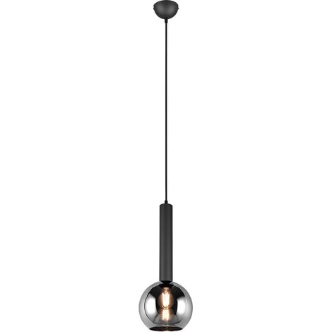 Lampe suspendue clayton noir avec verre fume - 310300132 (1/3)