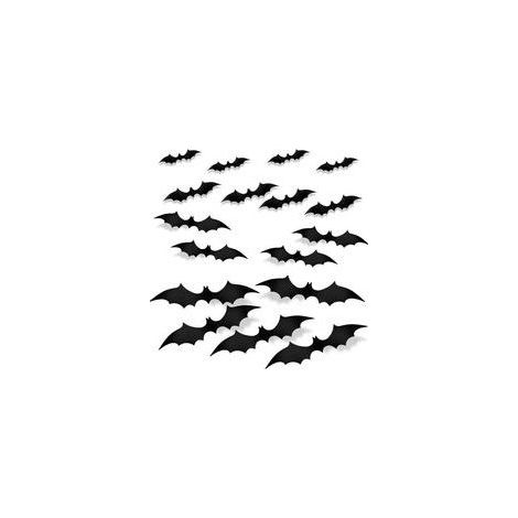 60 Pièces Deco Halloween Chauve Souris 3D, Autocollants Chauve Souris Noires 4 Tailles Réaliste Décoration Murale de Chauves-Souris d'Halloween pour Mur Fenêtre Porte Fournitures de Fête (1/4)