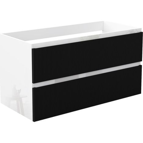 Waschbeckenunterschrank Glänzend Unterschrank Badmöbel Badschrank 80cm Hochglanzweiß+Mattschwarz TYP4 (1/5)
