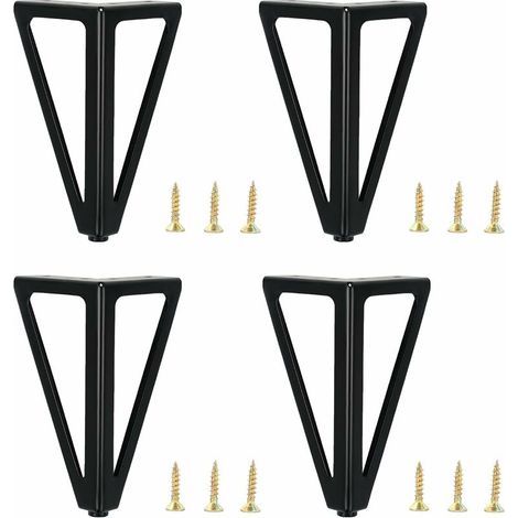 4 Pieds de Meubles Noirs, 6"/15cm Pieds de Meubles de Rechange en métal, Pieds de Meubles, Pieds de Meubles, Pieds de Table, Pieds d'armoire, pour chaises, Placard, canapé (1/4)