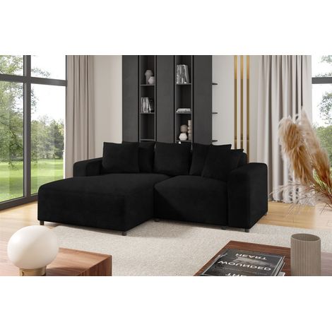 Ecksofa Designersofa Sofa MEGAN XS in Stoff Poso Schwarz Ottomane Links (1/2)