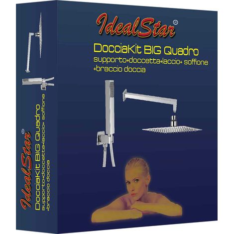 Ensemble de douche carré chromé 200 x 200 mm (1/5)
