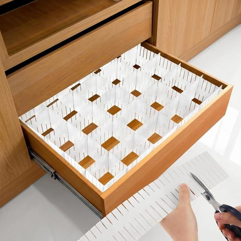 40 Pièces séparateur tiroir, 35x7 cm réglables diviseur de tiroir, organiseur tiroir blancs, pour commode, cuisine, chambre, armoire (1/5)