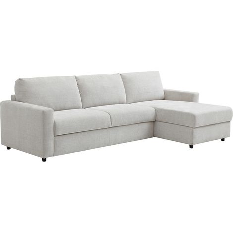 Divano letto angolare express e reversibile in tessuto beige - Letto 140 cm - MILAVO