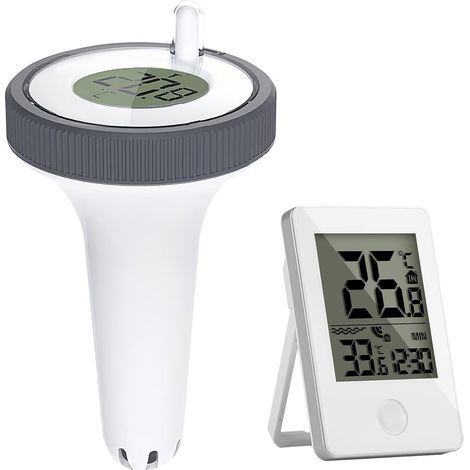 Thermomètre numérique sans fil pour piscine : thermomètre flottant avec jauge de profondeur  convient aux piscines, aquariums, baignoires, bassins et à une utilisation en extérieur (portée de 60 mètre (1/5)