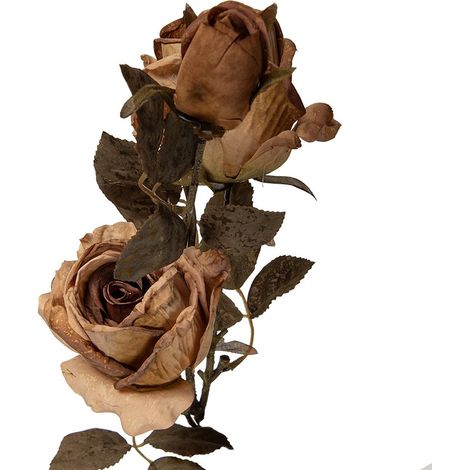 Rose Artificielle Branche Fleurie Décorative en Plastique pour Intérieur Beige 70 cm - PANGIVO (1/2)