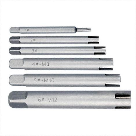 Extracteur de tarauds M4-M12, outil manuel pour têtes de vis cassées et endommagées, lot de 6, de bonne qualité WHBYV (1/4)