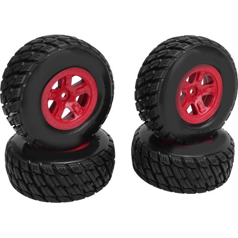 Pneus de rechange pour camions RC Short Course 1/10, stables et faciles à manier, rouges. (1/5)