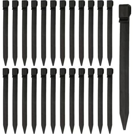 22er-Packung 24,4 cm starke Kunststoffpfähle – Kunststoff-Zeltheringe – Bodenanker mit Haken für schwarze Rasenkanten – Weidezaunpfähle – Landschaftseinfassungen (1/4)