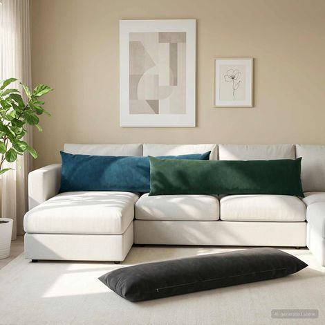vidaXL Cojín con almohada HEERLEN Negro 40 x 145 cm Terciopelo (1/5)