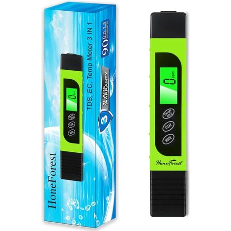 royaluxe -Compt numérique TDS, précis et fiable, TDS, EC et compt de température 3 en 1, 0-9990 ppm, test d'eau idéal PPM mètre (vert) (1/5)