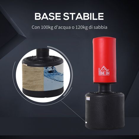 Saco de boxeo resistente y de altura regulable (145-172 cm), inflable con base completa (100 kg de agua, 120 kg de arena). (1/4)