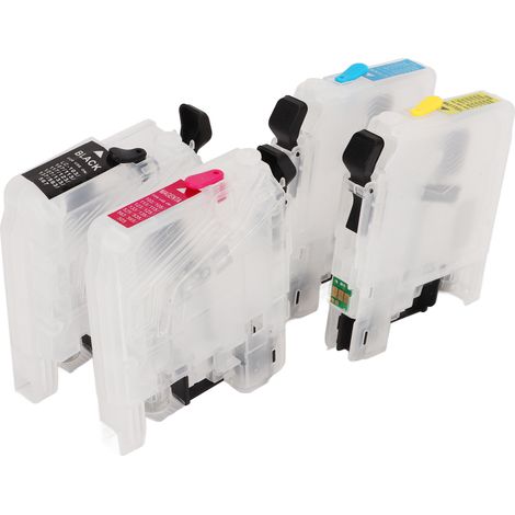 Cartouches d'encre permanentes 4 tons - Noir, Cyan, Magenta, Jaune - Recharge pour imprimante LC123
