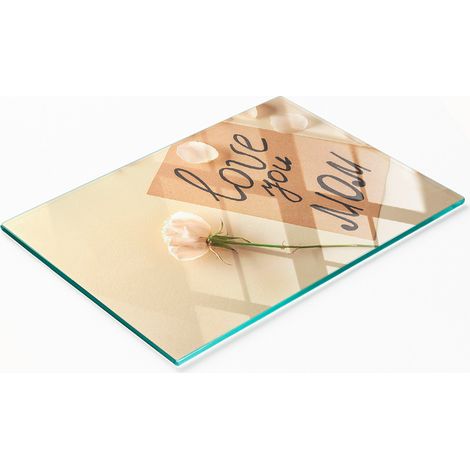 Tabla de cocina decorativa multifuncional de madera templada, ideal para el Día de la Madre, 80x52 cm. (1/5)