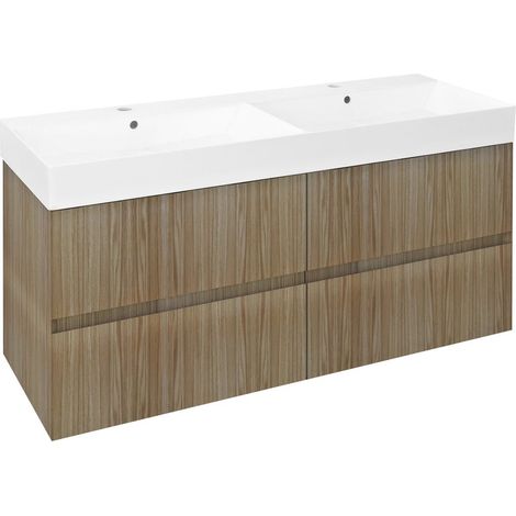 FILENA Meuble sous-vasque 118x51,5x43cm, chêne