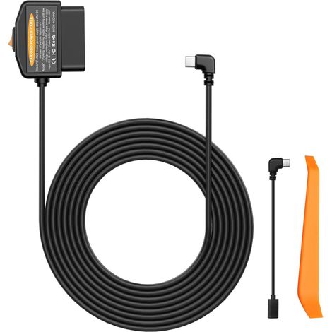 Câble d'alimentation OBD pour Dashcam 12V à 24V Connecteur USB Type-C avec Câblage 3,5m OBD Dash Cam Hardwire Kit Surveillance du Parking 24h/24 pour Voitures Camions Véhicules Éectriques (1/5)