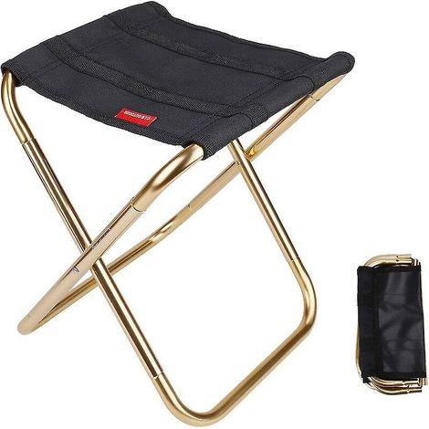 chaise De Camping - Mini Tabouret Noir Chaise De Camping Pliante Portable Pche Randonne Bbq Voyage (1/5)