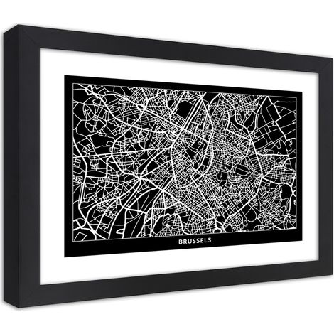 Quadro con cornice, Carta della città di Bruxelles - 45x30 (1/5)