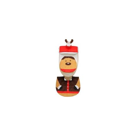 Otras decoraciones navideñas: juego de funda para asiento de inodoro y alfombrilla de baño, decoraciones navideñas, muñeco de nieve, Papá Noel, estilo alce, alce