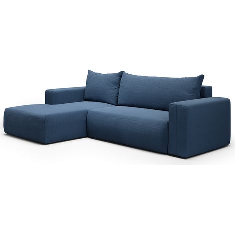 Ecksofa, links umwandelbar, 3-Sitzer, Truhe, Bliss Blau