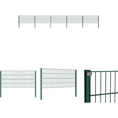Gartenzaunpfosten - vidaXL Zaunelement mit Pfosten Eisen 867 x 80 cm Grün - Zaunmatten (1/5)