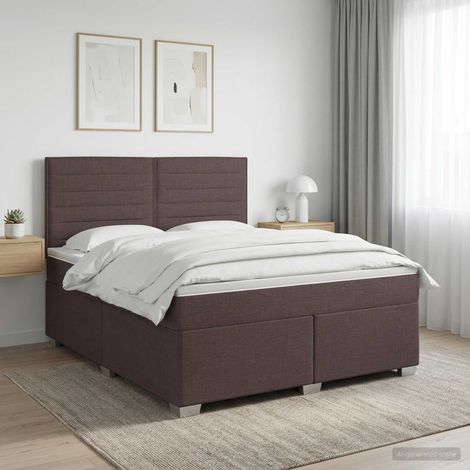 vidaXL Lit boxspring avec matelas Marron foncé 140 x 200 cm Tissu (1/5)