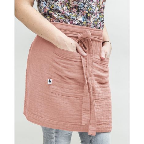 Tablier serveur gaze de coton 45 x 80 cm gaïa rose pêche Rose (1/2)