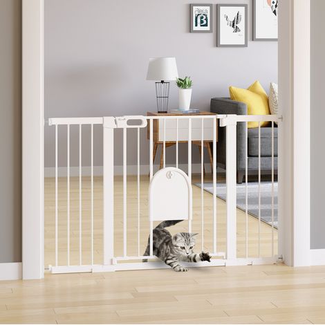 Barandilla de seguridad para escalera 75-131 cm, fijación por presión, blanca, 76 cm (1/4)