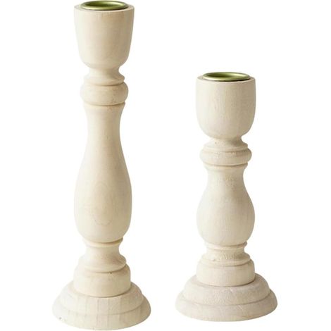 Lot de 2 Bougeoirs en Bois Naturel Nordique, Style Maison D’hôtes, Décoratifs et Stables, Accessoire Photo pour Mariage, Fête et Décoration Intérieure, Bougeoirs Vintage (1/5)