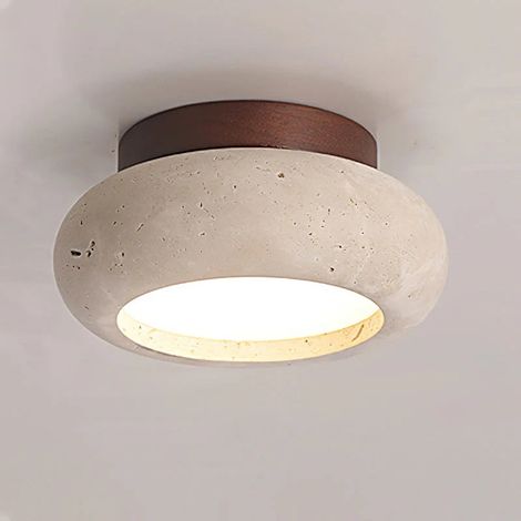 Plafonnier LED 15 cm, petit lustre encastré, lampe de plafond en pierre naturelle, applique murale vintage, lampe en pierre, lumière chaude (1/5)