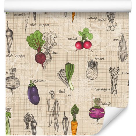 Tapete mit Vintage-Zeichnungen für Wohn- und Schlafzimmer, 50 x 1000 cm (1/5)