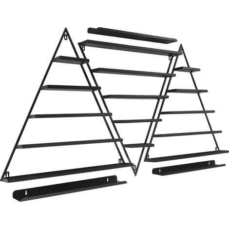 Mensola espositiva a parete, capacità 90 bottiglie, colore nero. (1/2)