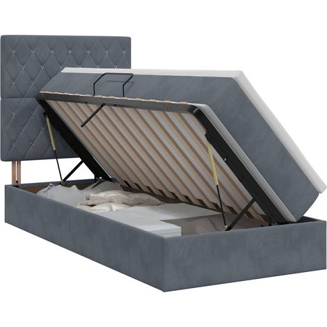 Maison Exclusive - Letto con contenitore e materasso Grigio Scuro 90 x 200 cm (1/5)