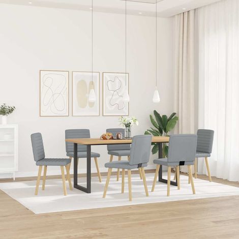Lot de 6 Chaises à manger,Chaise de cuisine gris clair tissu CFW10377 (1/5)